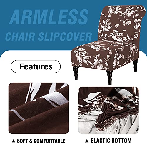 Armless Chair Slipcover High Stretch Accent Chair Cover Removable Chair Cover for Living Room Modern Furniture Protector with Elastic Bottom Thick Bouncy Modern Style, Machine Washable, Chocolate