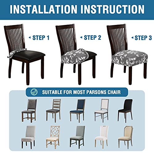 Chair Cover for Dining Room High Stretch Chair Seat Cover Removable Chair Seat Cushion Slipcovers Washable Kitchen Chair Cover Feature Soft Thick Bouncy Modern Style ( Grey, Set of 6 )