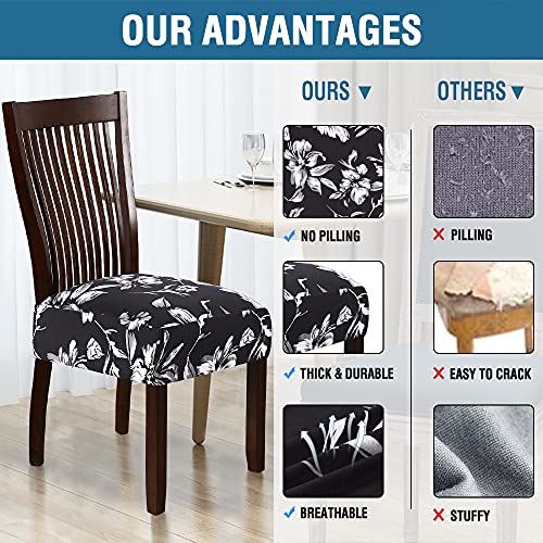 Chair Cover for Dining Room High Stretch Chair Seat Cover Removable Chair Seat Cushion Slipcovers Washable Kitchen Chair Cover Feature Soft Thick Bouncy Modern Style ( Black, Set of 2 )