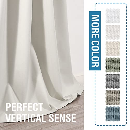100% Blackout Linen Curtains 84 inches Long Thermal Curtains for Living Room Textured Burlap Curtains with Double Face Linen Grommet Soundproof Bedroom Curtains 52 x 84 Inch, 2 Panels - Off White