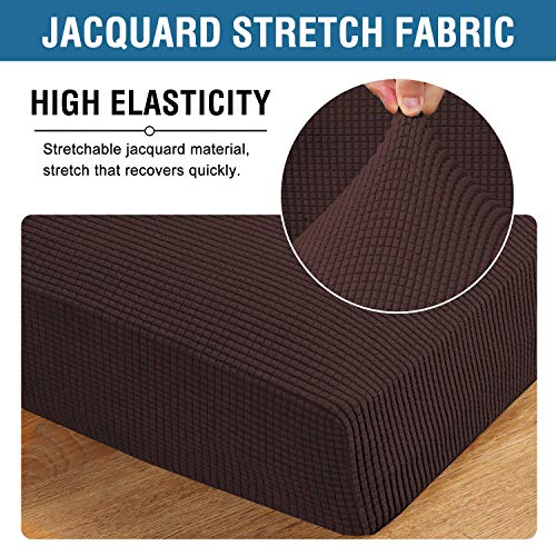 H.VERSAILTEX Super Stretch Individual Seat Cushion Covers Sofa Covers Couch Cushion Covers Slipcovers Featuring Thick Jacquard Textured Twill Fabric (3 Piece XL Sofa Cushion Covers, Chocolate)