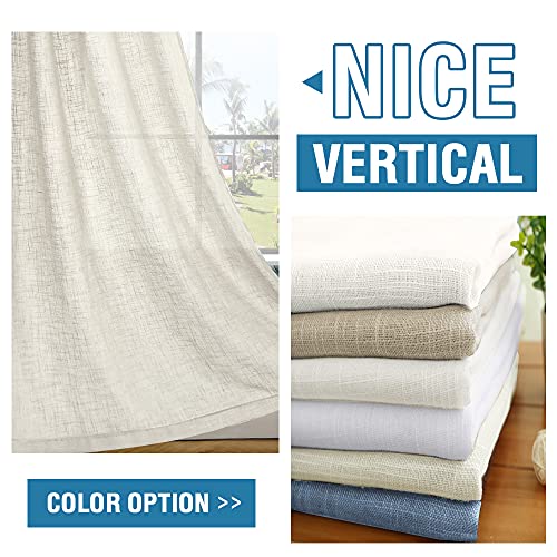 Linen Curtains Natural Linen Blended Curtains for Living Room Burlap Linen Textured Curtains Tab Top Curtains Elegant Energy Efficient Light Filtering Curtains (Set of 2, 52" x 96", Natural)