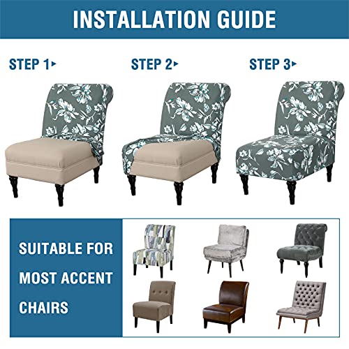 Armless Chair Slipcover High Stretch Accent Chair Cover Removable Chair Cover for Living Room Modern Furniture Protector with Elastic Bottom Thick Bouncy Modern Style, Machine Washable, Green