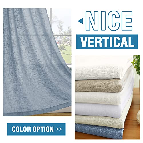 Linen Curtains Natural Linen Blended Curtains for Living Room Burlap Linen Textured Curtains Tab Top Curtains Elegant Energy Efficient Light Filtering Curtains (Set of 2, 52" x 108", Stone Blue)