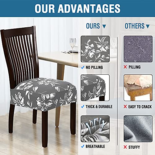 Chair Cover for Dining Room High Stretch Chair Seat Cover Removable Chair Seat Cushion Slipcovers Washable Kitchen Chair Cover Feature Soft Thick Bouncy Modern Style ( Grey, Set of 6 )