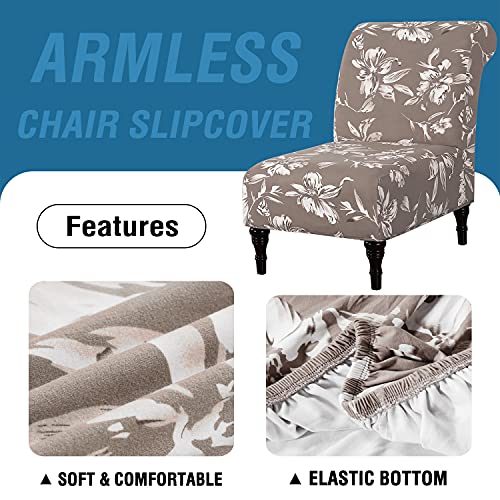 Armless Chair Slipcover High Stretch Accent Chair Cover Removable Chair Cover for Living Room Modern Furniture Protector with Elastic Bottom Thick Bouncy Modern Style, Machine Washable, Taupe