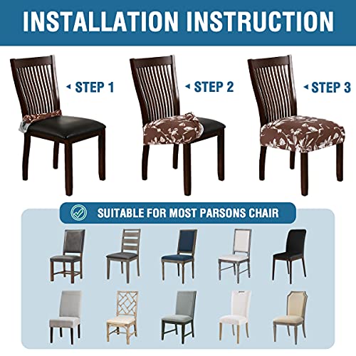 Chair Cover for Dining Room High Stretch Chair Seat Cover Removable Chair Seat Cushion Slipcovers Washable Kitchen Chair Cover Feature Soft Thick Bouncy Modern Style ( Chocolate, Set of 2 )