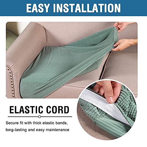 H.VERSAILTEX Super Stretch Individual Seat Cushion Covers Sofa Covers Couch Cushion Covers Slipcovers Featuring Thick Jacquard Textured Twill Fabric (3 Piece XL Sofa Cushion Covers, Sage)