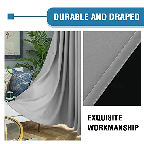 H.VERSAILTEX 100% Blackout Curtains for Bedroom Thermal Insulated Curtains & Drapes Blackout Curtains 96 Inches Long Rod Pocket Curtains for Living Room with Black Liner 2 Panels Set, Dove Gray
