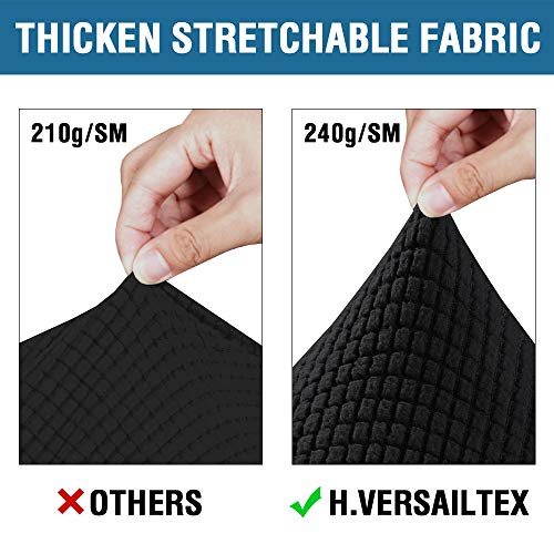 H.VERSAILTEX 4 Piece Stretch Sofa Covers for 3 Cushion Couch Covers for Living Room Furniture Slipcovers (Base Cover Plus 3 Seat Cushion Covers) Upgraded Thicker Jacquard Fabric (XL Sofa, Black)