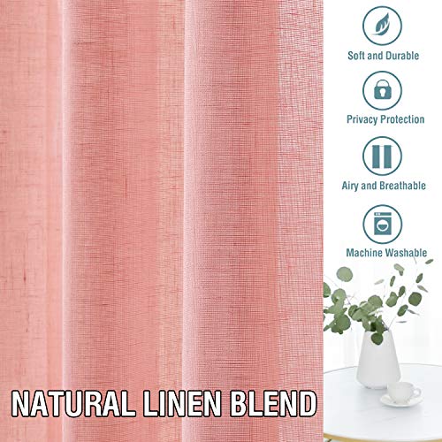 Primebeau Natural Linen Blend Rod Pocket Sheer Curtains 2 Panels