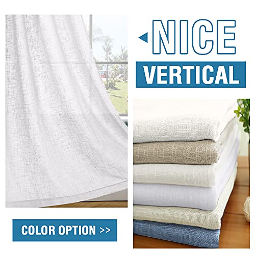 Linen Curtains Natural Linen Blended Curtains for Living Room Burlap Linen Textured Curtains Tab Top Curtains Elegant Energy Efficient Light Filtering Curtains (Set of 2, 52" x 63", White)
