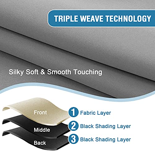 H.VERSAILTEX 100% Blackout Curtains for Bedroom Thermal Insulated Curtains & Drapes Blackout Curtains 54 Inches Long Rod Pocket Curtains for Living Room with Black Liner 2 Panels Set, Dove Gray