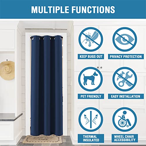 Doorway Curtain Blackout Closet Door Curtain Room Divider Window Treatment Curtain for Bedroom Thermal Insulated Privacy Drape Soundproof Grommet Door Curtain, 42 x 80 inches, 1 Panel, Navy