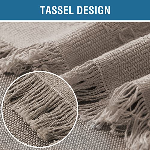 H.VERSAILTEX Cotton Sofa Covers Couch Cover Sofa Slipcover for Most Shape Sofas, Feature Thick Woven Jacquard Seamless with Tassels, Multi-Use Decorative for Couch (X-Large: 71" x 118", Sand)