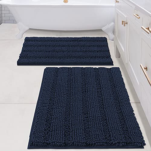 PrimeBeau Bathroom Rugs Bath Rug Set 25 Piece Bathroom Contour Rug Toilet Mat Sets Non Slip Contour Bath Rug Ultra Thick Water Absorbent Striped Bath Mats Washable