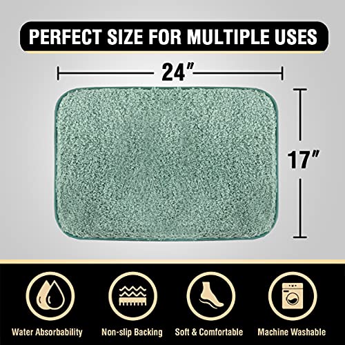 Bathroom Rug Tufted Bath Rug Bath Mat Non Slip Area Rug 17" x 24" Extra Soft Thick Absorbent Shaggy Kitchen Rug Indoor Mat Washable Microfiber Bath Mat for Bathroom Living Room Fast Dry - Aqua
