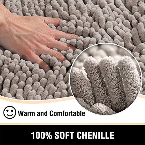 Bathroom Rugs Bath Mats for Bathroom Non Slip Luxury Chenille Bathroom Rugs Extra Soft Absorbent Shaggy Bathroom Mat Rugs Washable Fast Dry Bathroom Rugs Sets 2 Piece (Taupe, 20" x 32"/17" x 24")