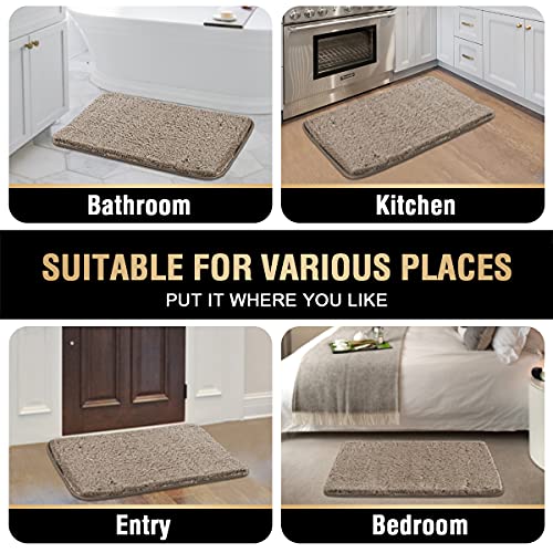 Bathroom Rug Tufted Bath Rug Bath Mat Non Slip Area Rug 17" x 24" Extra Soft Thick Absorbent Shaggy Kitchen Rug Indoor Mat Washable Microfiber Bath Mat for Bathroom Living Room Fast Dry - Taupe