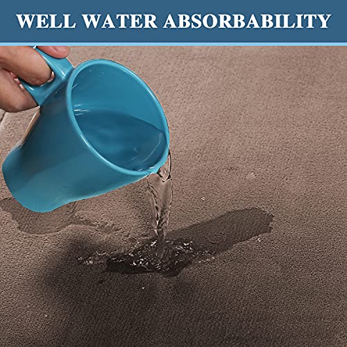 Kitchen Mat Set of 2 Memory Foam Set Bathroom Rug Set Flannel Velvety Bath Mat Luxury Extra Soft and Absorbent Non Slip Rugs for Kitchen/Bathroom Washable(47"x 17"/ 17"x 24", Taupe)