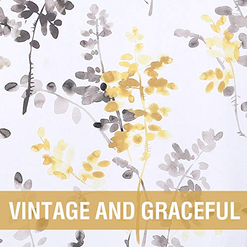 H.VERSAILTEX Blackout Kitchen Curtains Room Darkening Curtains Rod Pocket, Half Window Tier Curtains for Café, Laundry, Bedroom Grey and Yellow Classical Floral Printing (Each 32"x 45", 2 Panels)