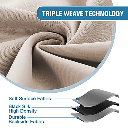 H.VERSAILTEX Indoor Outdoor Curtains for Patio Waterproof Stainless Steel Silver Grommet Thermal Insulated Blackout Outdoor Drapes for Deck/Gazebo, Natural, 52x95 Inch, 1 Panel