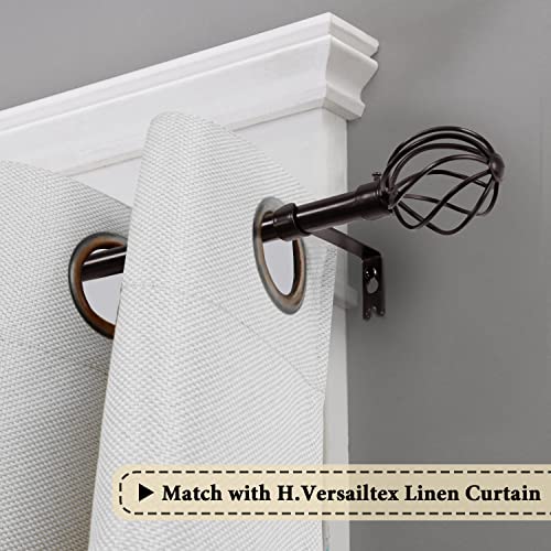 H.VERSAILTEX Window Curtain Rods for Windows 48 to 84 Inches Adjustable Decorative 3/4 Inch Diameter Single Window Curtain Rod Set with Twisted Cage Finials, Bronze