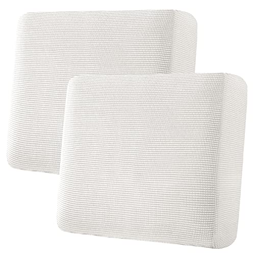 H.VERSAILTEX Super Stretch Individual Seat Cushion Covers Sofa Covers Couch Cushion Covers Slipcovers Featuring Thick Jacquard Textured Twill Fabric (2 Piece Large Sofa Cushion Covers, Off White)