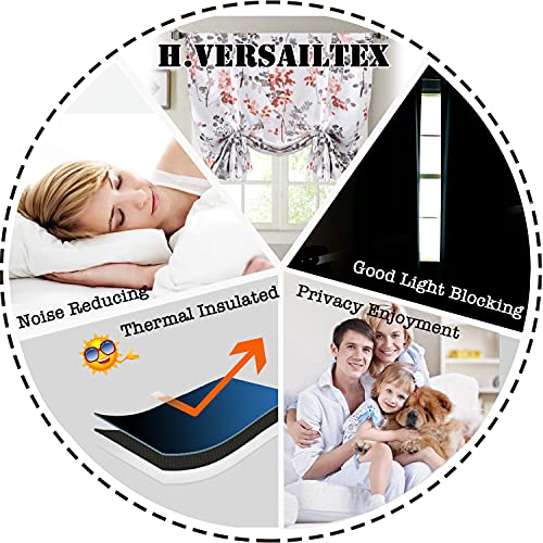 Blackout Tie Up Curtain - Thermal Insulated Balloon Curtain for Small Window Adjustable Kitchen Tie Up Curtain (Floral Pattern in Grey and Coral, Rod Pocket Panel, 42 inches W x 63 inches L)