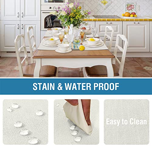 H.VERSAILTEX Linen Placemats Set of 4 Premium Solid Table Placemats for Dining Table Spill-Proof Waterproof Table Mats Heat-Resistant Kitchen Table Mats Washable, 12x18 inches, Ivory