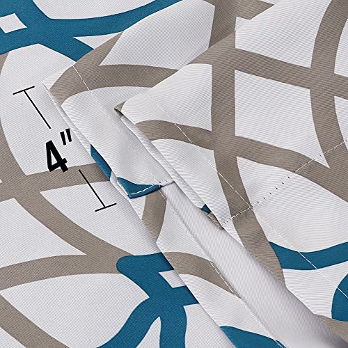 Blackout Curtain Thermal Insulated Adjustable Tie Up Shade Balloon Window Shade, Room Darkening Rod Pocket Curtain - 42" Wide by 63" Long - Teal and Taupe Geo Pattern