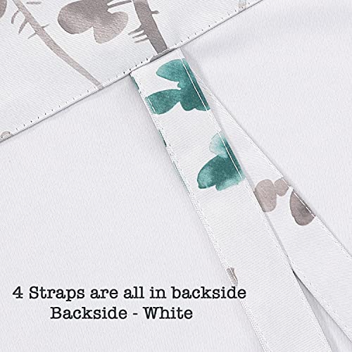 Blackout Tie Up Curtain - Thermal Insulated Balloon Curtain for Small Window Adjustable Kitchen Tie Up Curtain (Floral Pattern in Grey and Turquoise, Rod Pocket Panel, 42 inches W x 63 inches L)