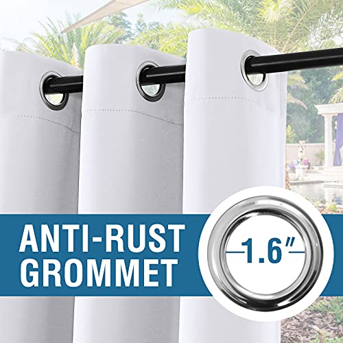 H.VERSAILTEX White Indoor Outdoor Curtains for Patio Waterproof Stainless Steel Silver Grommet Thermal Insulated Light Blocking Outdoor Drapes for Deck/Gazebo, Pure White, 52x95 Inch, 1 Panel