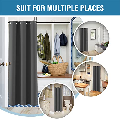 Doorway Curtain Blackout Closet Door Curtain Room Divider Window Treatment Curtain for Bedroom Thermal Insulated Privacy Drape Soundproof Grommet Door Curtain, 42 x 80 inches, 1 Panel, Charcoal Grey