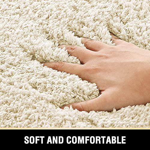 H.VERSAILTEX Toilet Rug Toilet Mats for Bathroom Curved Bath Mat Non Slip Corner Bath Rug Carpet for Toilet Extra Soft Thick Absorbent Contour Toilet Mat Washable, 20 x 38.5 inch - Ivory