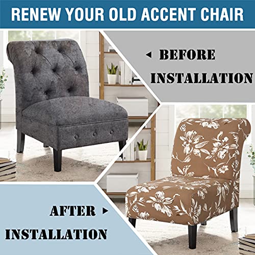 Armless Chair Slipcover High Stretch Accent Chair Cover Removable Chair Cover for Living Room Modern Furniture Protector with Elastic Bottom Thick Bouncy Modern Style, Machine Washable, Camel
