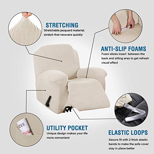 1-Piece Jacquard Stretch Recliner Slipcover