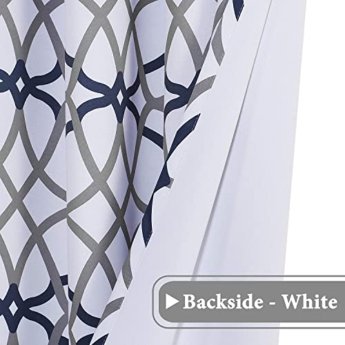 H.VERSAILTEX Blackout Curtains Printed Design 45 Inch Length 2 Panels Set Thermal Insulated Curtains for Bedroom Living Room Geometric Modern Grommet Window Drapes - Dark Denim and Grey