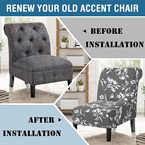 Armless Chair Slipcover High Stretch Accent Chair Cover Removable Chair Cover for Living Room Modern Furniture Protector with Elastic Bottom Thick Bouncy Modern Style, Machine Washable, Grey