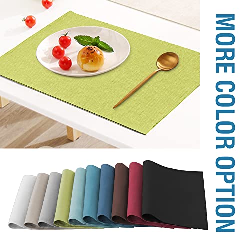 H.VERSAILTEX Linen Placemats Set of 6 Premium Solid Table Placemats for Dining Table Spill-Proof Waterproof Table Mats Heat-Resistant Kitchen Table Mats Washable, 12x18 inches, Lemon