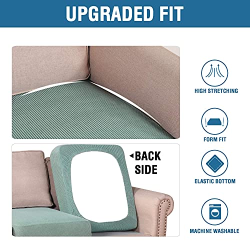 H.VERSAILTEX Super Stretch Individual Seat Cushion Covers Sofa Covers Couch Cushion Covers Slipcovers Featuring Thick Jacquard Textured Twill Fabric (2 Piece Large Sofa Cushion Covers, Sage)