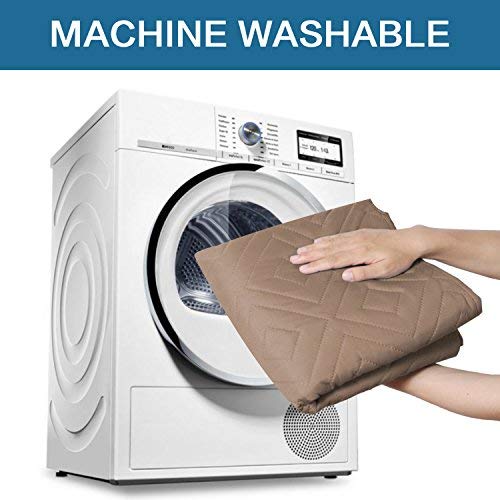 H.VERSAILTEX Reversible Quilted Recliner Covers Water Resistant Furniture Protector for Reclienr Chair with Elastic Straps for Pets Kids Sitting Width Up to 22"(Recliner, Taupe/Beige)