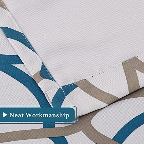 Blackout Curtain Thermal Insulated Adjustable Tie Up Shade Balloon Window Shade, Room Darkening Rod Pocket Curtain - 42" Wide by 63" Long - Teal and Taupe Geo Pattern