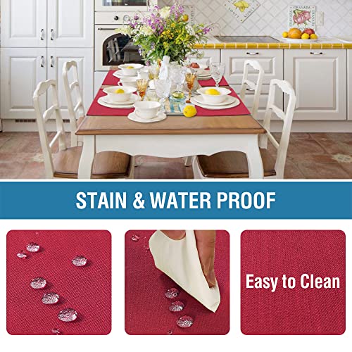 H.VERSAILTEX Linen Placemats Set of 4 Premium Solid Table Placemats for Dining Table Spill-Proof Waterproof Table Mats Heat-Resistant Kitchen Table Mats Washable, 12x18 inches, Cardinal Red