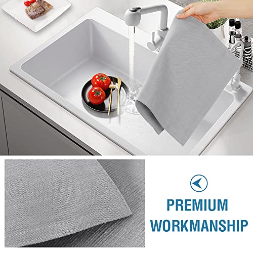 H.VERSAILTEX Linen Placemats Set of 6 Premium Solid Table Placemats for Dining Table Spill-Proof Waterproof Table Mats Heat-Resistant Kitchen Table Mats Washable, 12x18 inches, Grey