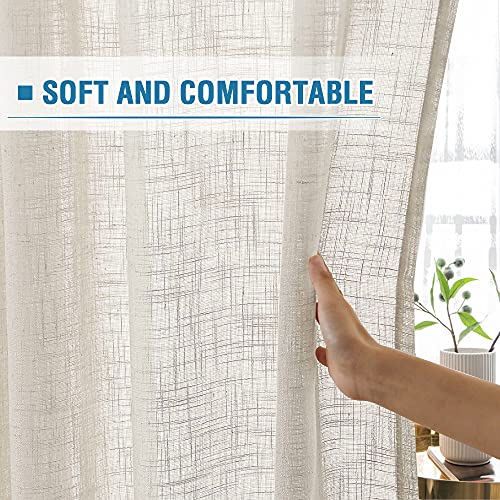 Linen Curtains Natural Linen Blended Curtains for Living Room Burlap Linen Textured Curtains Light Filtering Nickel Grommet Curtains Bedroom Curtains 2 Panel Sets Privacy Added, 52" x 84", Natural