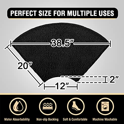 H.VERSAILTEX Toilet Rug Toilet Mats for Bathroom Curved Bath Mat Non Slip Corner Bath Rug Carpet for Toilet Extra Soft Thick Absorbent Contour Toilet Mat Washable, 20 x 38.5 inch - Black