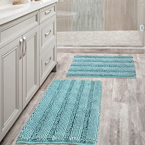 PrimeBeau Bathroom Rugs Bath Rug Set 30 Piece Bathroom Contour Rug Toilet Mat Sets Non Slip Contour Bath Rug Ultra Thick Water Absorbent Striped Bath Mats Washable