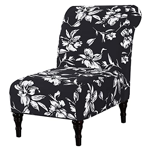 Armless Chair Slipcover High Stretch Accent Chair Cover Removable Chair Cover for Living Room Modern Furniture Protector with Elastic Bottom Thick Bouncy Modern Style, Machine Washable, Black