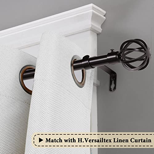 H.VERSAILTEX Window Curtain Rods for Windows 28 to 48 Inches Adjustable Decorative 3/4 Inch Diameter Standard Single Window Curtain Rod Set with Round Cage Finials, Bronze